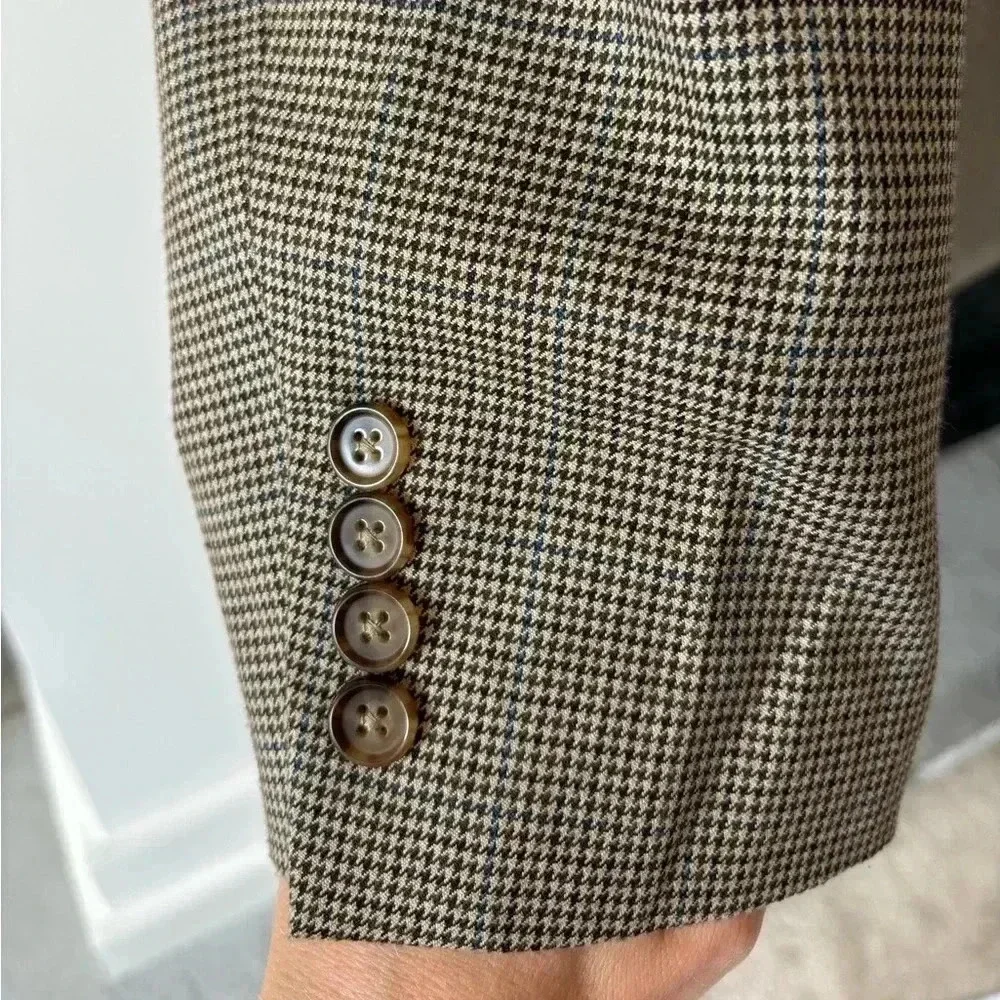 Lauren Ralph Lauren Blazer Men’s 44 L Brown Houndstooth Two Button Notched